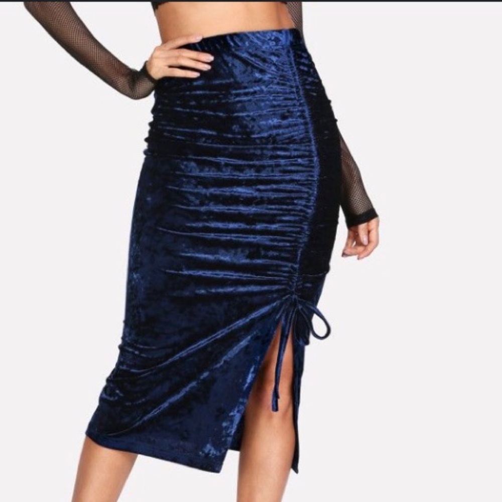 Shein Velvet Ruched Pencil Skirt